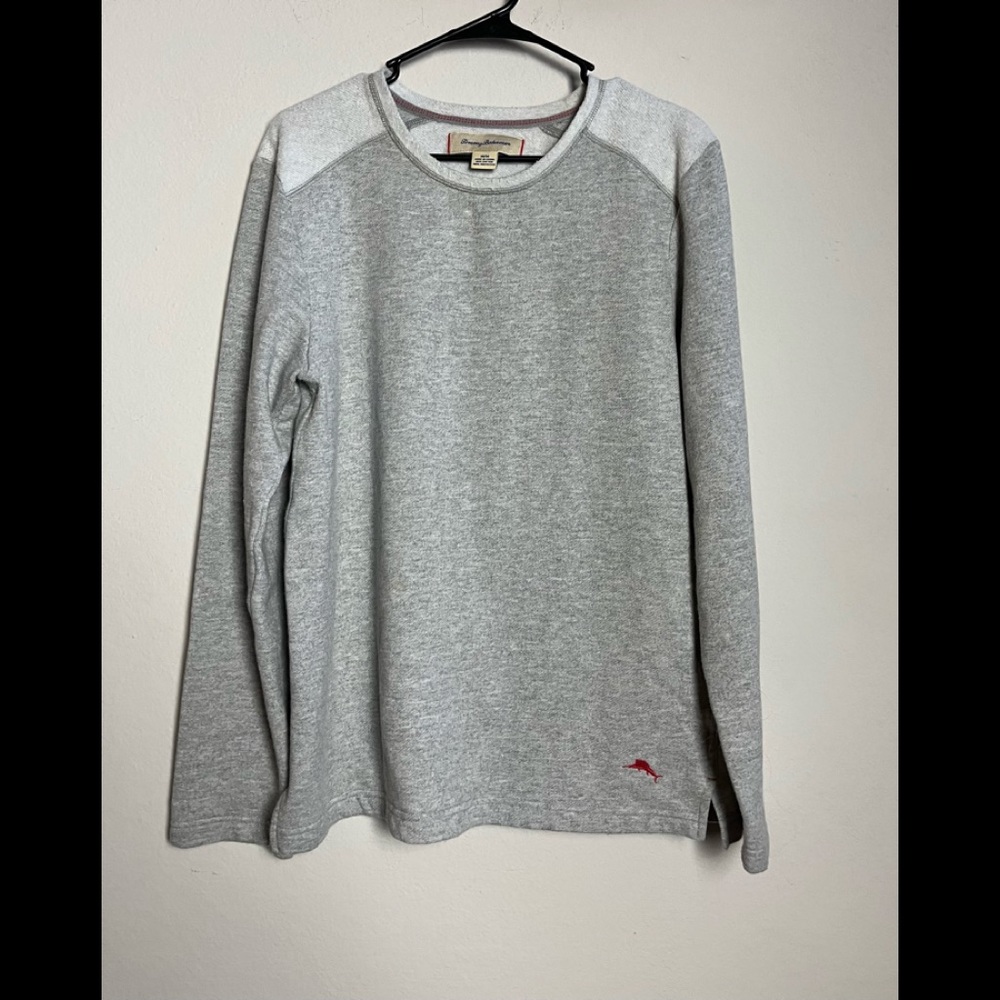 TOMMY BAHAMA GRAY FLEECE LINED RAGLAN SLEEVE SWEATSHIRT SIZE MEDIUM PREOWNED